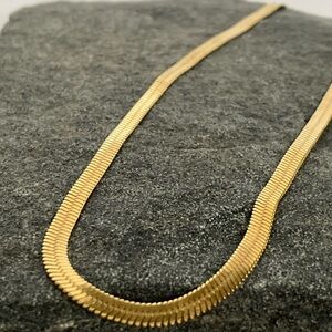 Gold Plated Herringbone Chain Necklace